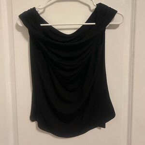 Women's Draped Cowl Neck Top - Black